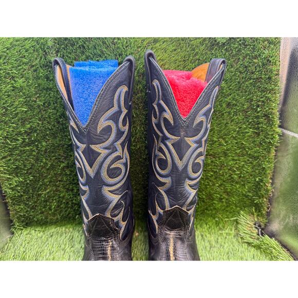 Vintage Nocona Western Boot Men\'s 7.5 Black Leather Cowboy Equestrian Rodeo main image 12